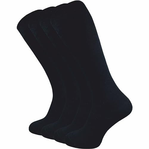 GAWILO Damen & Herren Kniestrümpfe (4 Paar) lange Socken mit Komfortbund aus 80% Baumwolle | kein Verrutschen |ohne drückende Naht | extra weich und lange haltbar (47-50, schwarz)