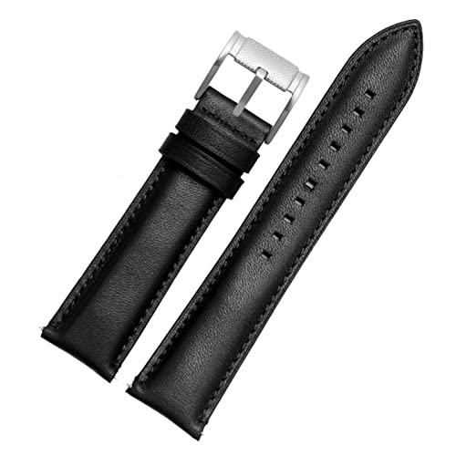 SCRUBY Für Fossil BQ2363/2453 ME3099 3052 3054 FS5380/5453 FS4735 FS4812 Kaufmannsgurt Vintage echtes Leder Uhrenband 20 22 mm(Black silver,22mm)