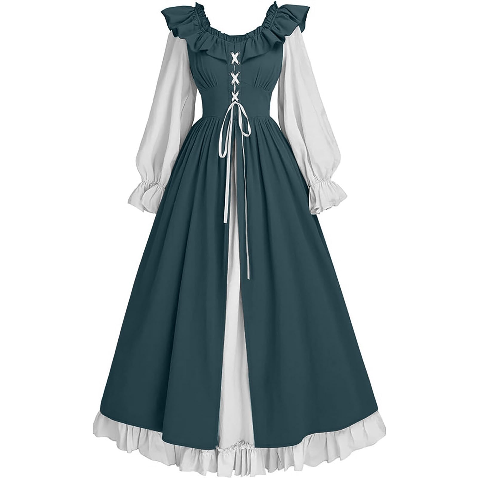 Rapunzel Kostüm Damen Renaissance Kostüm Kleid Trompete Ärmel Viktorianische Kleider Viktorianisch Steampunk Halloween Cosplay Swing A-Linie Rock Gewand Mittelalterliches Kapuzenkleid Gothic Klei