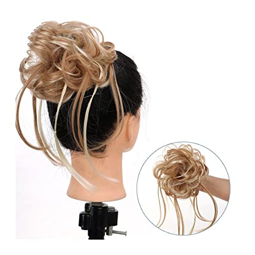 Bun Haarteile Scrunchie-Pferdeschwanz-Haarteile mit elastischem Haarband for Frauen und Mädchen, unordentliches Dutt-Haarteil, superlange, zerzauste Hochsteckfrisur, Haarknoten-Verlängerung, gewellt B