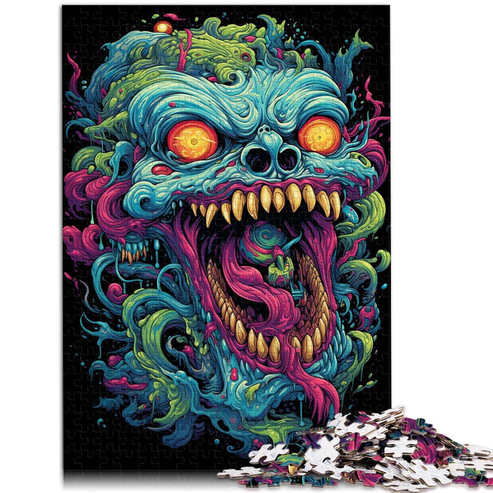 Puzzle für Neonmonster, farbenfrohes, psychedelisches 1000-teiliges Puzzle für Erwachsene, Holzpuzzle für anspruchsvolles Puzzlespiel und Familienspiel, 1000 Teile (50 x 75 cm)