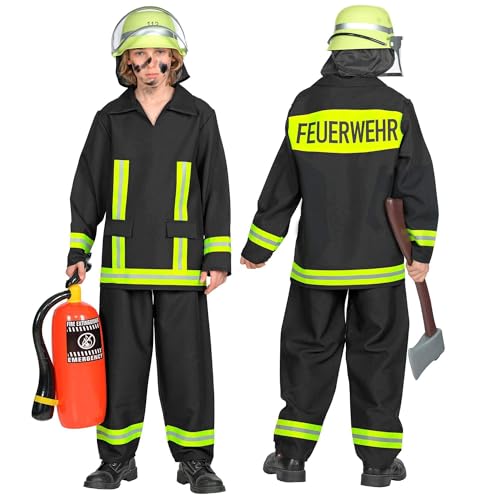 Widmann - Feuerwehr Kostüm für Kinder, Faschingskostüme, Karneval Kostüm für Kinder, Uniform mit Reflektoren