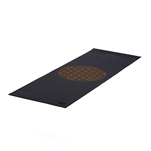 Yogamatte LEELA COLLECTION, viele Farbkombinationen und Design-Prints, Sticky Mat, leichte PVC-Matte, ideal für Einsteiger (BLUME DES LEBENS/schwarz)