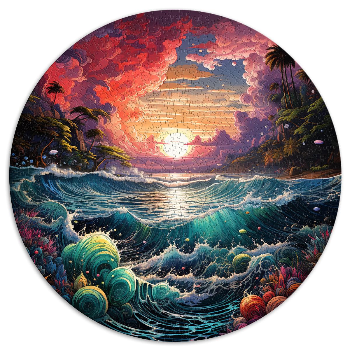 Puzzle für Puzzle „Oceanside Paradise“ | Puzzle 1000 Teile für Erwachsene 26,5 x 26,5 Zoll Spielspielzeug Heimdekorationspuzzle