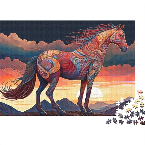 Holzpuzzle im Horse Art-Serie-Stil für Teenager, schwierige, anspruchsvolle Puzzles mit 1000 Teilen, Spielspielzeug für Erwachsene, Familienpuzzle, Geschenk (Größe 75x50cm)