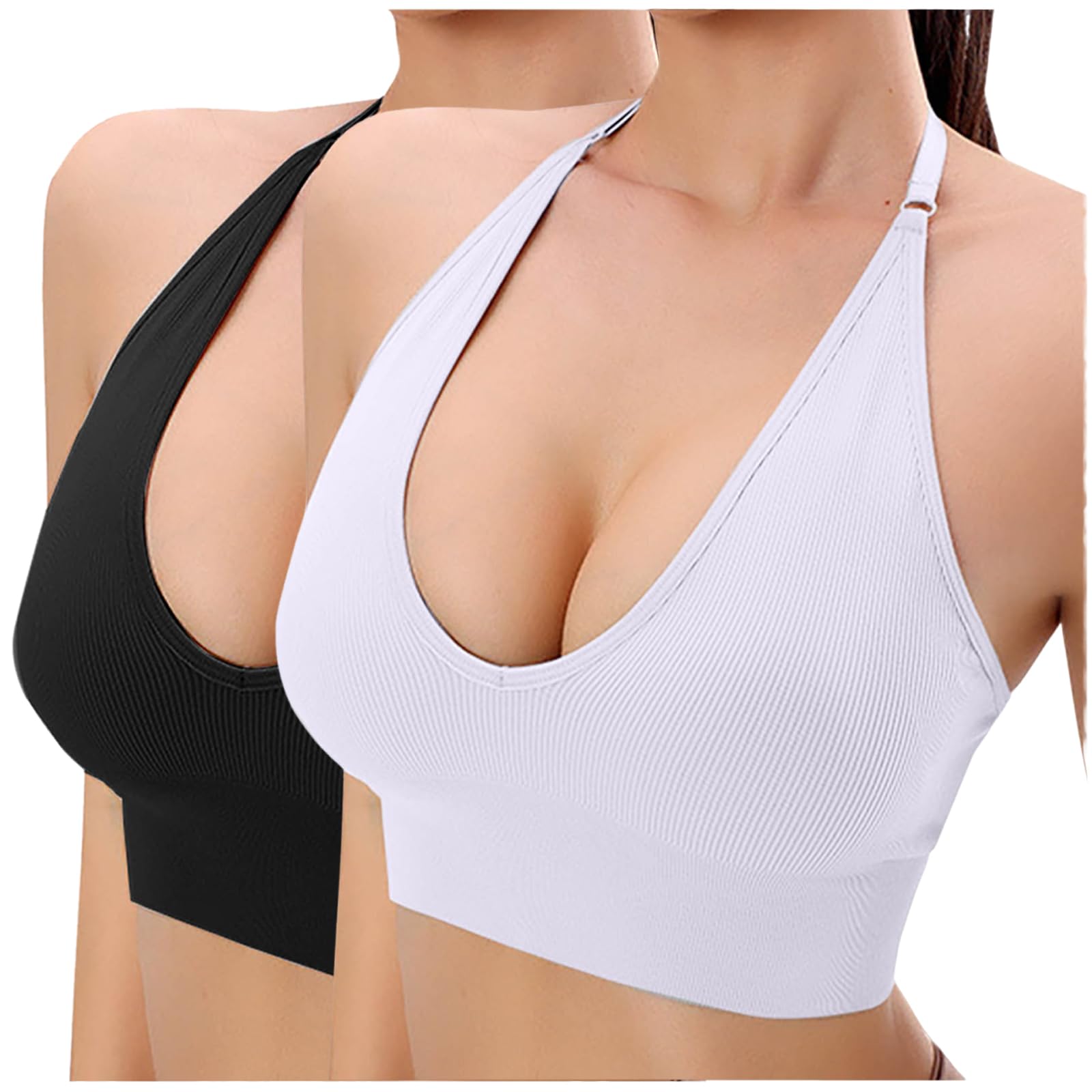 CSHE BH Damen ohne Bügel Push Up Sport BH Set Frauen Komfortable Übergröße Atmungsaktiv BHS Yoga-BH Women Bra für Schlafen Yoga Gym Outdoor Fitness 2er Pack