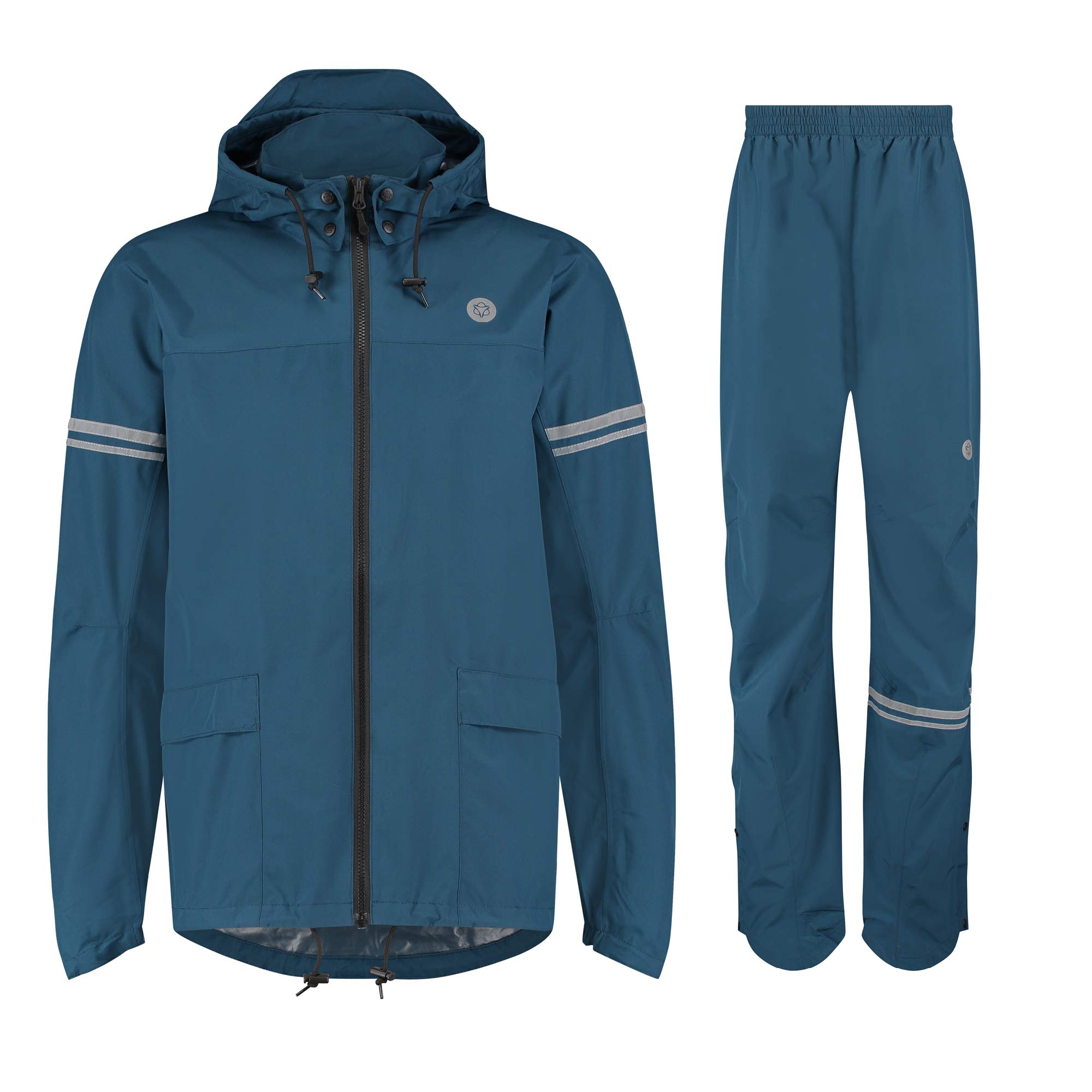 AGU Essential Original Regenanzug, Regenkleidung Fahrrad Herren & Damen, Wasserdicht & Winddicht, Reflektierend, 100% Recyceltes Polyester, Unisex - S - Blau