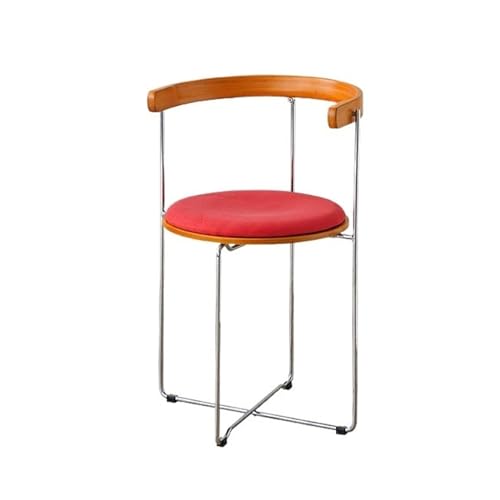 FUHAI-666 Esszimmerstuhl Klappstuhl Haushalt Holz Esszimmerstuhl Einfacher moderner Restaurant Freizeitstuhl mit Rückenlehne Schlafzimmer Make-up Stuhl Kaffeestuhl(Orange Red)