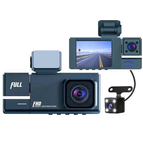 GOSIA Auto-Recorder HD 1080P, Display mit 5,1 cm (2 Zoll), drei Objektive mit gleicher Anzeige mit Auto-DVR-Recorder mit umgekehrtem Bild