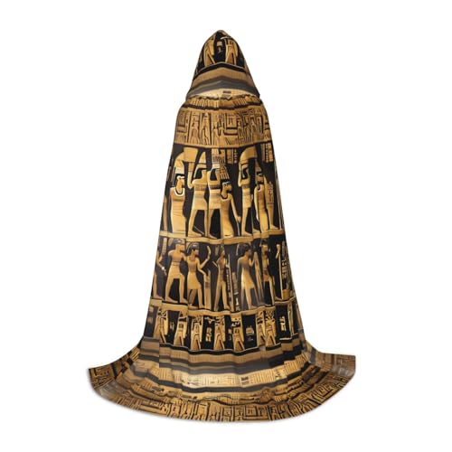 WURTON Ägypten Hieroglyphen Druck Halloween Kapuzenumhang Renaissance Gothic Umhang für Cosplay Kapuzenumhang Unisex