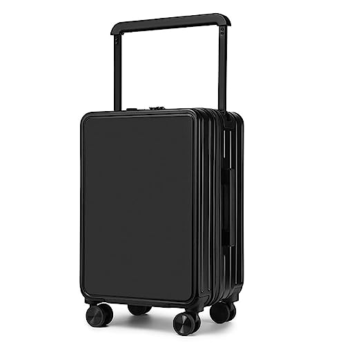 LANAZU Koffer, Verstellbarer Trolley-Koffer mit großem Fassungsvermögen und drehbaren Rädern/Zoll-Zahlenschloss, geeignet für Reisen (Black 20 in)