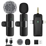 Kabelloses Lavalier Mikrofon für iPhone/Android Telefon/Kamera/Computer/Laptop, Professionelles Dual Ansteckmikrofon mit Lightning/USB-C/3,5 mm/USB-Stecker für Videoaufzeichnung, Vlog, YouTube, TikTok