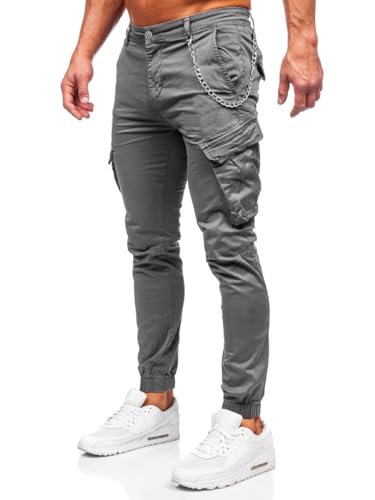 BOLF Herren Cargohose Stoffhose Wanderhose Outdoorhose Baumwollmischung Multi Taschen Arbeitshose Combat Tactical Hose Relaxed-Fit Trekkinghose SK850 Grau S [6F6]