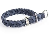 CopcoPet - Fettleder Hundehalsband Würger geflochten mit verchromten Zugstopp-Ring, Marineblau 40-45 cm x 25 mm Hunde Halsband