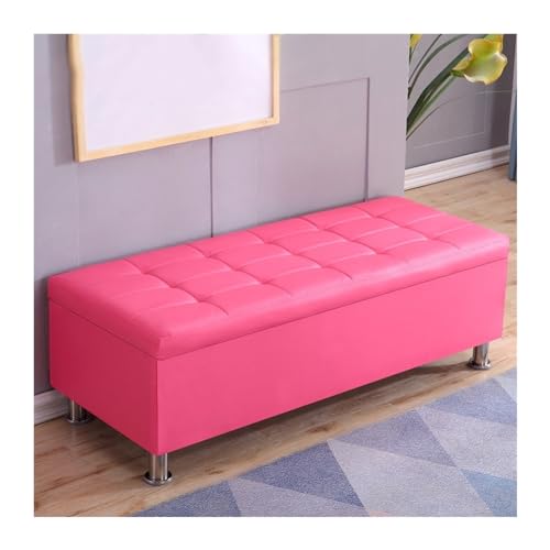 Schuhregal Rechteckiger Sofahocker, Schuhwechselhocker, Nachttischhocker, multifunktionaler Aufbewahrungshocker, Ankleidezimmer, Umkleidekabine, Lederhocker Schuhrschrank(Rose Pink,120*40*40cm)