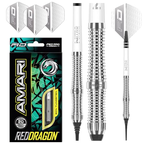 RED DRAGON Amari - 20 Gram Tungsten Softip Wolfram Professional Darts Set mit Flights and Nitrotech Shafts (Stems)