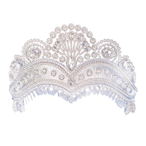 Fhkpsqkcn Elegante Braut-Strass-Krone, Diadem, handgefertigt, Kristalle, Kopfschmuck, verstellbar, Hochzeits-Kopfbedeckung, Zubehör für Frauen