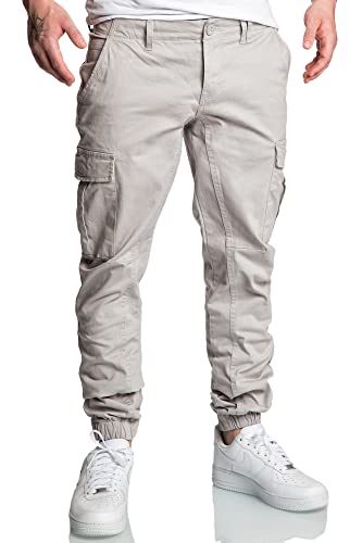 Amaci&Sons Jogger Cargo Herren Chino Jeans Hose 7022 Hellgrau W32