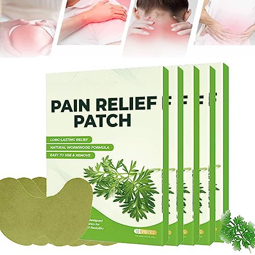 Wellnesstic Schmerzpflaster, Pain Relief Patch, Wellknee-Schmerzlinderungspflaster für das Knie, Wermut-Schmerzlinderungspflaster, Schmerzlinderung Wärmepflaster für Knie, Nacken, Schulter (50Pcs)