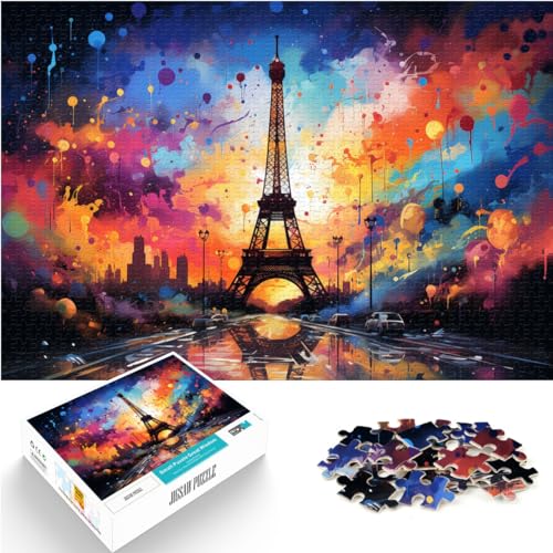 Puzzle für farbenfrohen Eiffelturm, 1000 Puzzles für Erwachsene, Holzpuzzle, jedes Teil ist einzigartig – anspruchsvolles, unterhaltsames Familienspiel, 1000 Teile (50 x 75 cm)