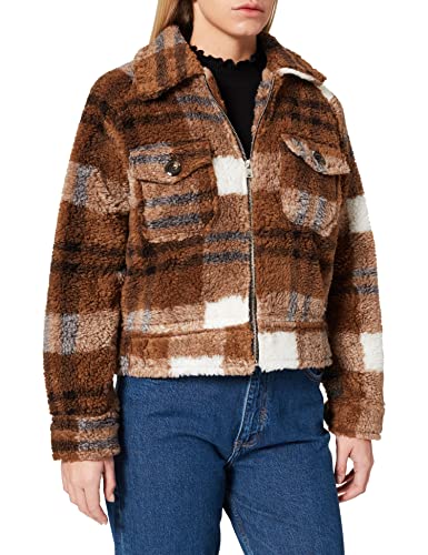 LTB Jeans Damen Hipede Aufwärm-Jacke, Camel White Black Check 12478, XL