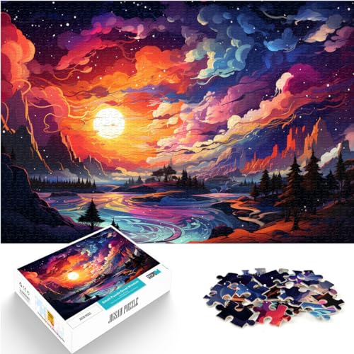 Spielgeschenk Puzzle Farbiger Polarkreis Puzzle 1000 Teile für Erwachsene von Wood Jigsaw Schwieriges Hartes Puzzle für Frauen Männer 1000 Teile (50x75cm)