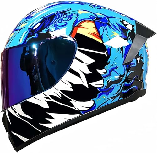 Integral-Motorradhelm Mit Doppeltem Antibeschlag-Visier, DOT/ECE-Zugelassener Integral-Motorradhelm Für Männer, Frauen, Erwachsene B,XL61~62CM