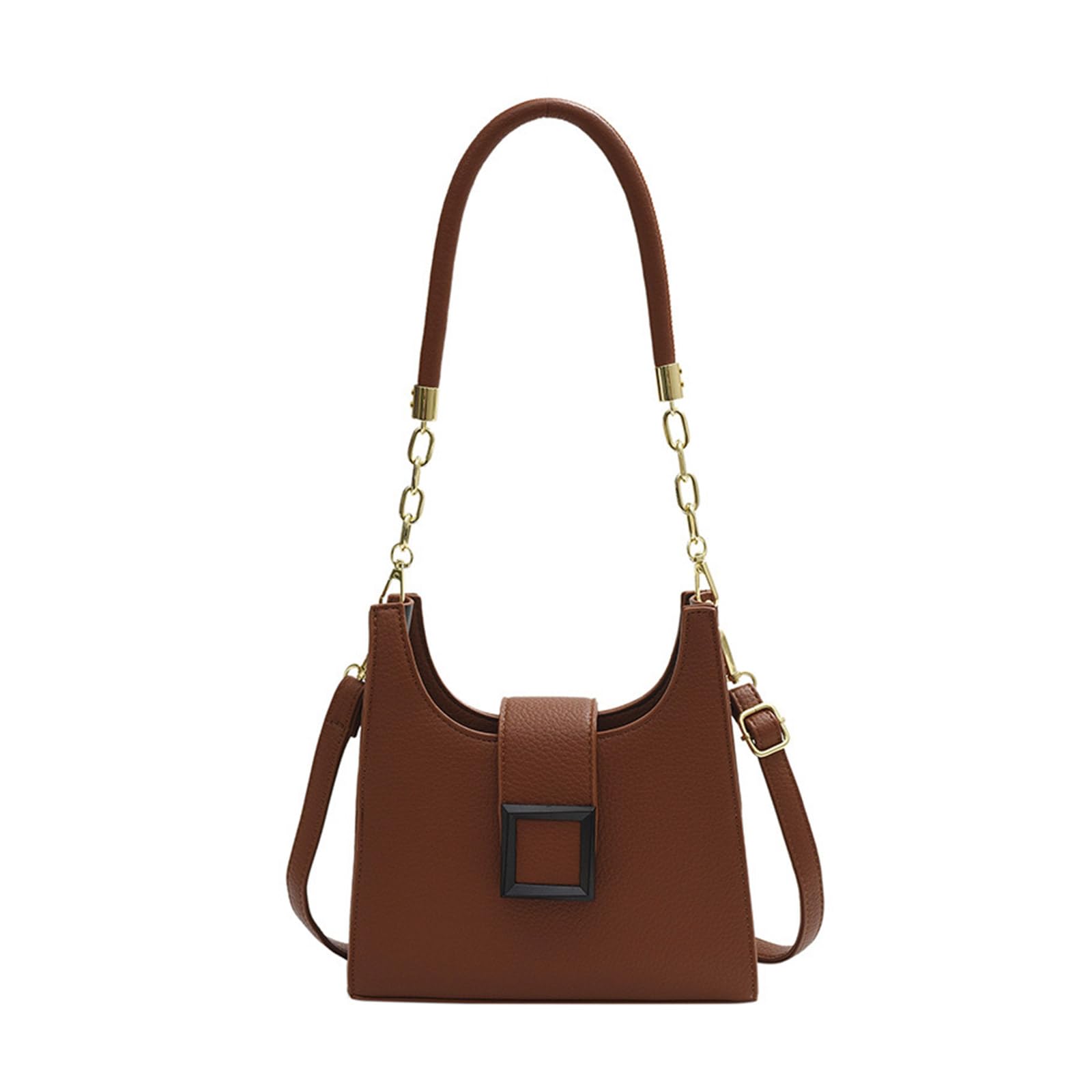 ohodhmnu Damen Tragetasche, Stilvolle Kleine Umhängetasche für Frauen Mädchen Trendige Unterarmtasche mit Reißverschluss Modische Crossbody Tasche Klein, braun, No pendant