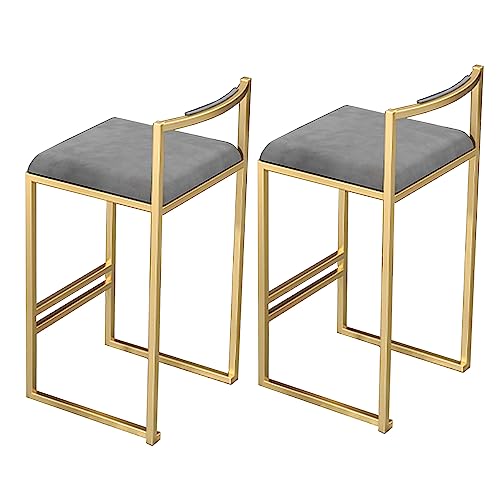 TBSZCM Barhocker, 2er-Set, Moderne, mit Samt gepolsterte Barhocker, bequeme Inselstühle mit Metallrahmen/-lehne für Küche/Zuhause, Pub/Esszimmer, Sitzhöhe 65 cm, Schwarz Run forward