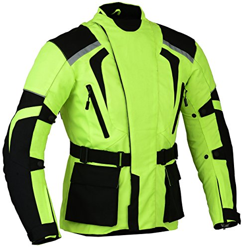 GEARX Motorradjacke mit verwaschener Farbe, gut sichtbar, wasserdicht und reflektierend - Grüne, 4XL