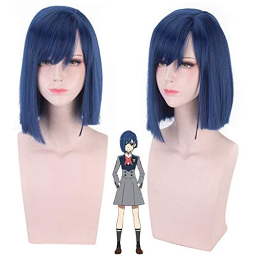 LINLINCD-Anime Liebling in der Franxx 015 Cosplay Perücken Ichigo Halloween Kostüm Blau Kunsthaar Perucas + Perücke Cap