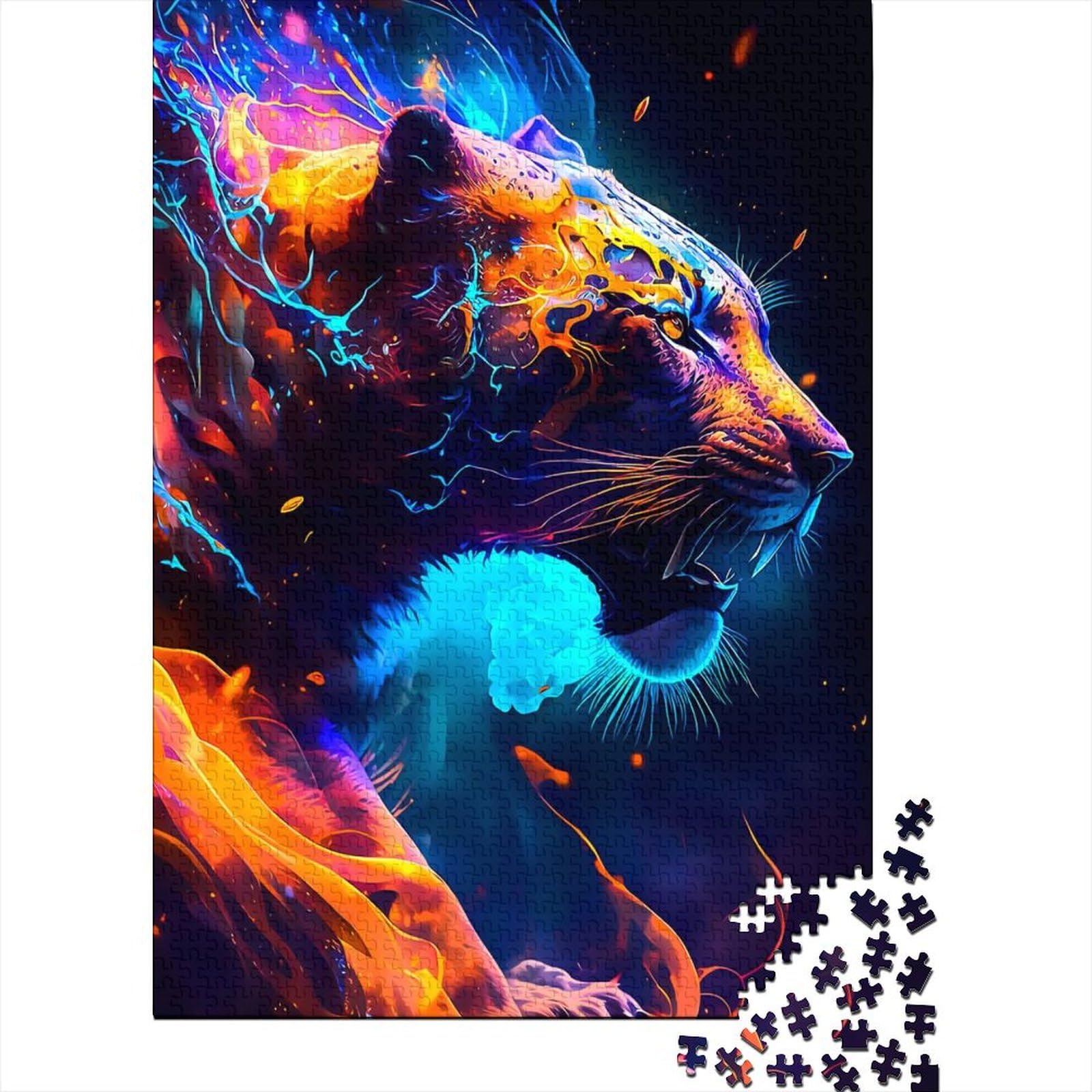 Puzzle für Erwachsene 1000 Teile Tiger Holzpuzzle für Erwachsene und Teenager Puzzle für Erwachsene Lernspiel Herausforderungsspielzeug 75x50cm