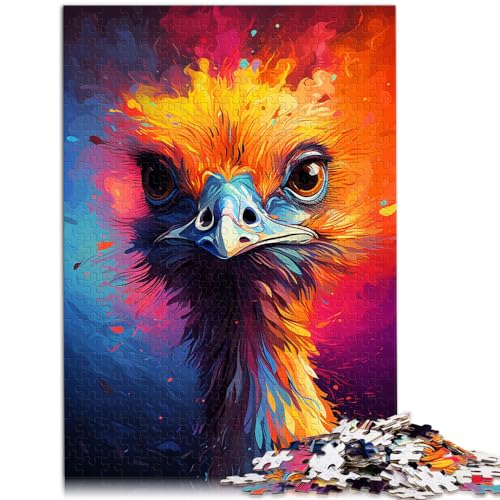 Puzzle-Spiele, farbenfrohes psychedelisches Tier, Strauß, 1000 Teile, Puzzle-Spielzeug, anspruchsvolles, unterhaltsames Spiel für die ganze Familie, 1000 Teile (50 x 75 cm)