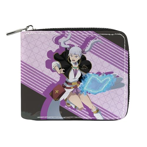 RYNDEX Black Clov-er Anime Wallets, Niedliche Jugend Karikatur Wallet mit Münzfach, Mädchen Geldtasche mit Münzfach und Geldscheinfach(Color:Multicolor 3)