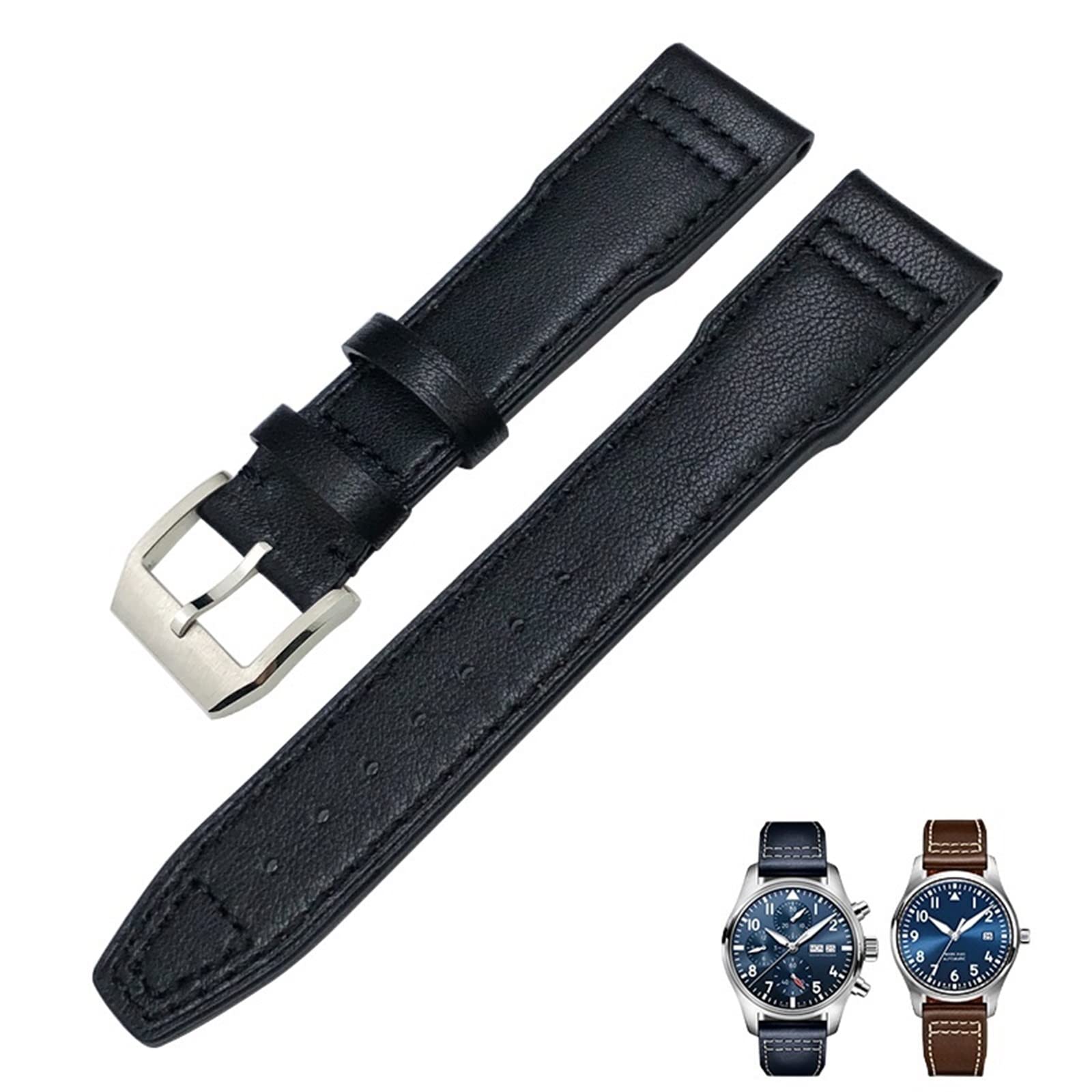 OPKDE Uhrenarmband aus echtem Leder, 20 mm, 21 mm, 19 mm, 22 mm, für IWC Mark Big Pilot Spitfire Portofino, Uhrenzubehör, 22 mm, Achat