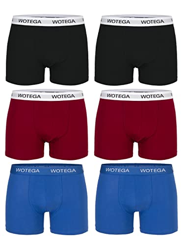 WOTEGA Baumwoll Unterwäschesets für Herren Unterhosen Boxershorts Männer Unterwäsche Modern Joe - 6er Pack, Grau, Rot, Blau (Mix1), M