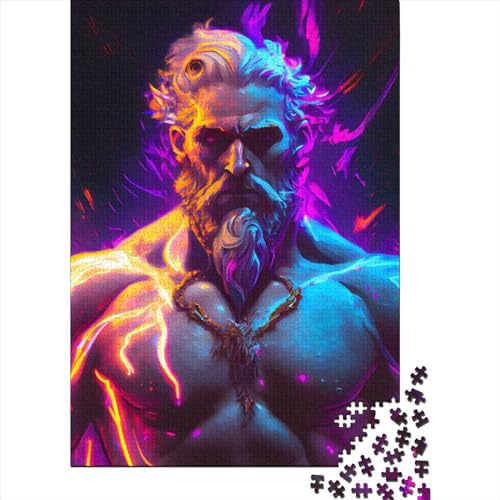 Neon Zeus Puzzles für Erwachsene und Teenager, 1000-teiliges Puzzle für Erwachsene und Teenager, Weihnachtswunschliste mit Weihnachtsmann, 75 x 50 cm