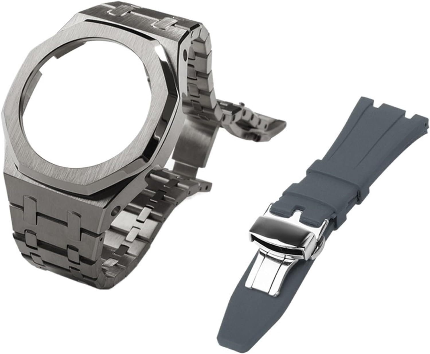 IOTUP Gen 5 Metall-Uhrengehäuse, Lünette und Fluorkautschuk-Uhrenarmband, Kombinationsset, für GA2100, GA2110, GAB2100, GM2100, Mod Kit für Watch Full, GM-2100, Achat