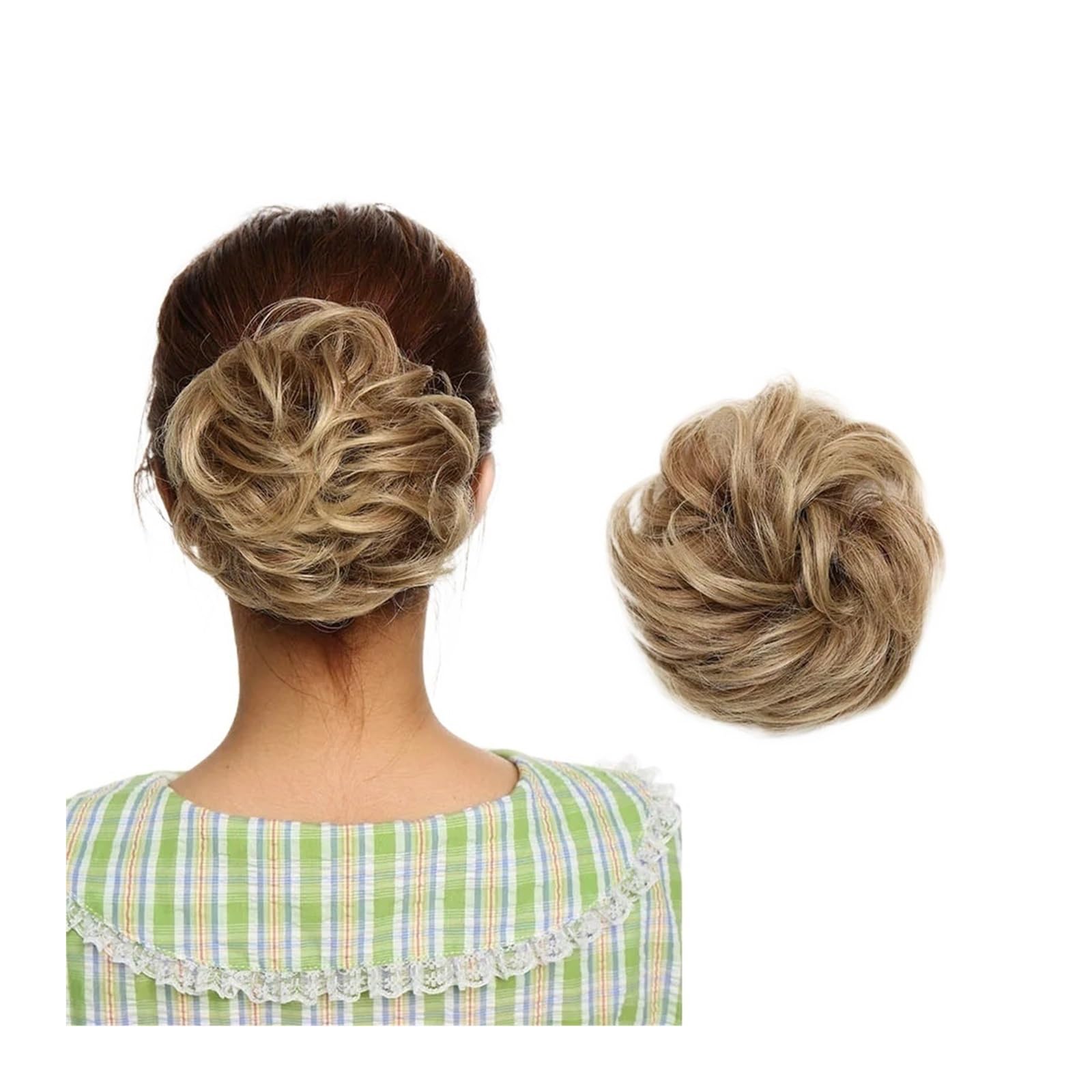 Haarteile Haarknoten Synthetischer, unordentlicher Haarknoten, Haarknoten, künstliches Haar, Chignon, elastisches Haarband, Haarteile for Frauen, Hochsteckfrisur, Donut-Chignon Brötchen Haare(12T24)