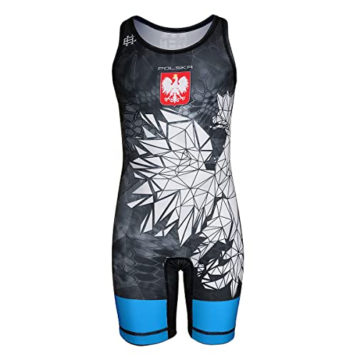 Extreme Hobby Kinder Wrestling Trikot Poland CAMO, Leotard Singlet Vest Kids Bodysuit Atmungsaktiver Material, Ringer Trikot