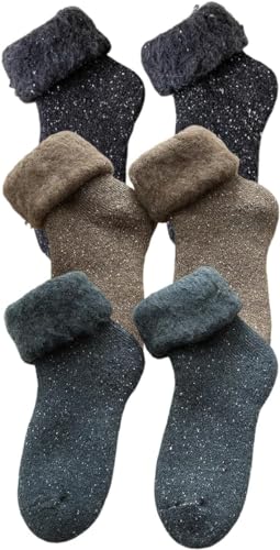 Snowbegone Cashmere Wool Socks, Premium Cashmere Socks, Women's Cashmere Socks Soft Winter Warm Thick Wool Socks (A-3 pairs)