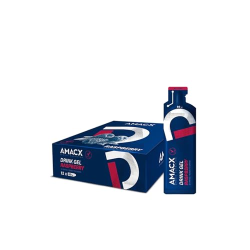 AMACX Energy-Gel mit 30 g Kohlenhydrate - Power-Gel Sport für intensives Training - 200 mg Natrium pro Energie-Gel - Sport-Gel mit Maltodextrin - Ausdauerathleten Sportnahrung - 12er Pack - Raspberry