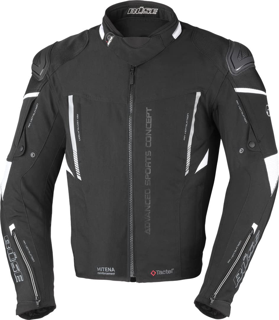 Büse Rocca Motorrad Textiljacke (Black/White,58)