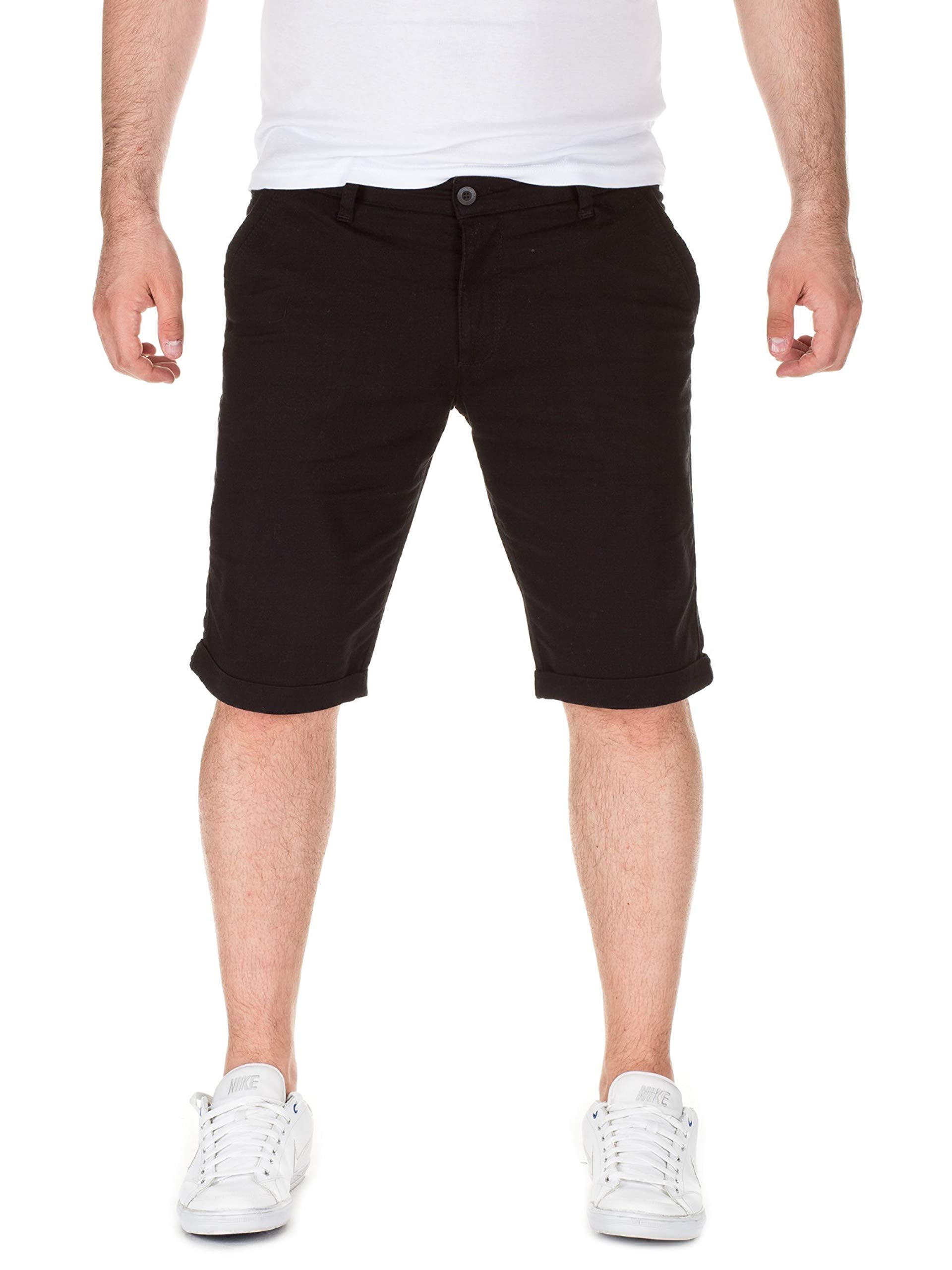 WOTEGA Herren Chino Shorts Bermuda Schwarze Hose Alex Kurze Short Männer Hosen schwarz Sommer Chinoshorts Stretch Capri-Hose Slim, Black (9500), W31