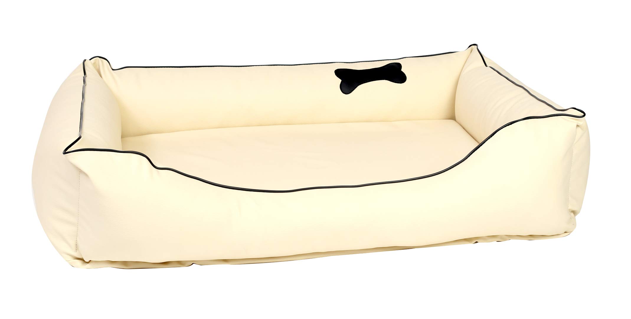 CopcoPet – Hundebett Paco Kunstleder – Beige Gr: L ca. 90 x 70 cm