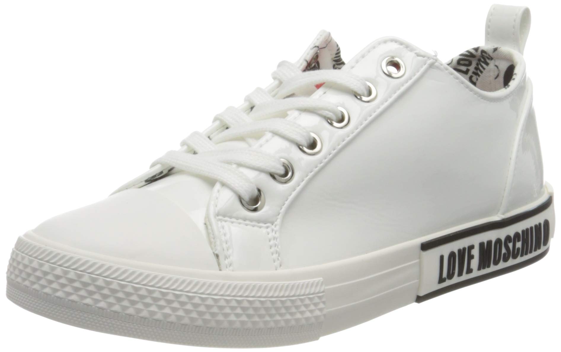 Love Moschino Damen Sneakers in Naplak, Herbst-Winter 2020 Kollektion. Hergestellt in Italien, Farbe: Weiß. Größe:41 Gymnastikschuh, 35 EU