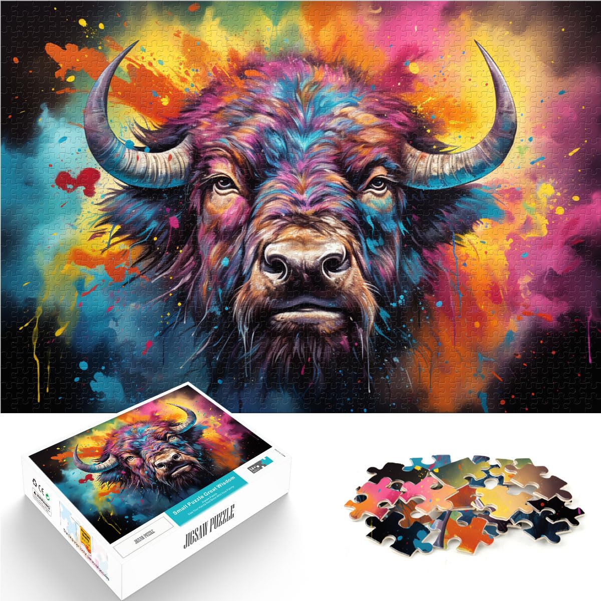 Puzzle für Buffalo, Puzzles mit 1000 Teilen für Erwachsene, Holzpuzzles, anspruchsvoll, Aber unterhaltsam und humorvoll, 1000 Teile (50 x 75 cm)