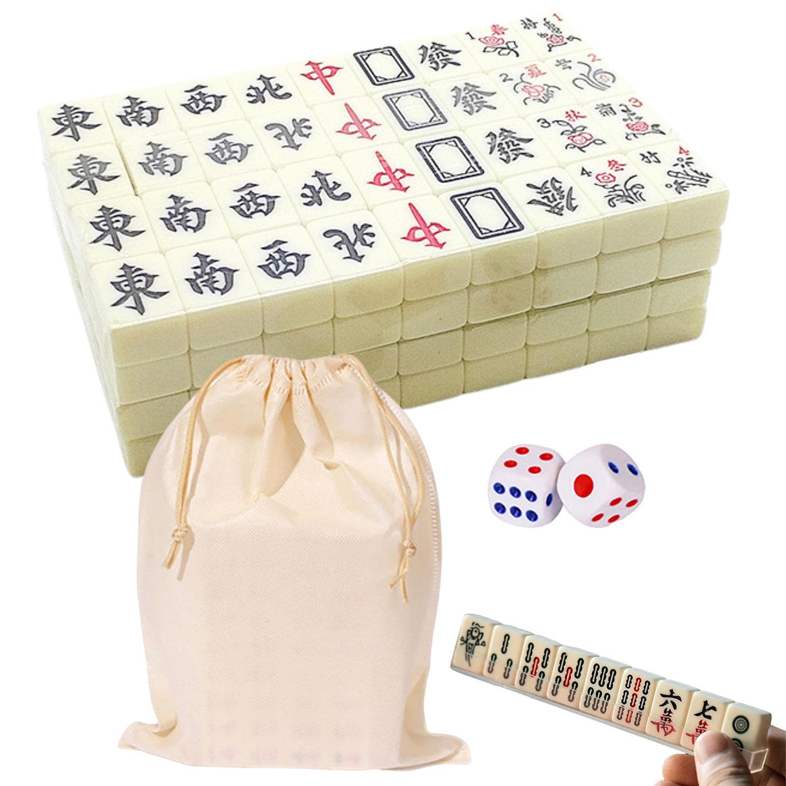 Takluu Mahjong, 1200 G Robustes Mahjong-Set In Reisegröße, Leicht Zu Tragendes Chinesisches Mahjong-Set, Langlebiges Mahjong-Reiseset Für Familie, Freizeit, Zeit