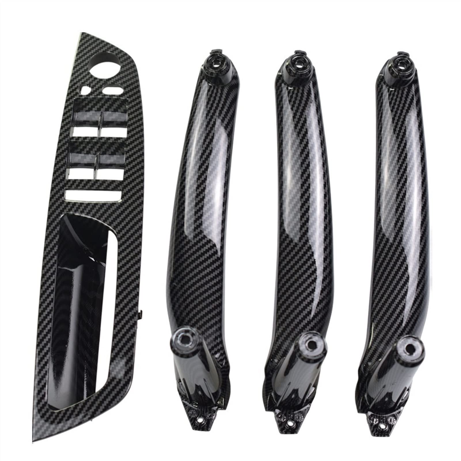 DOFABI Auto Beige Schwarz Carbon Faser Armlehne Auto Links Rechts Innen Tür Griff Innen Panel Pull Trim Abdeckung, for, for E70 E71 X5 X6 Türgriff(Carbon Fiber-4pcs)