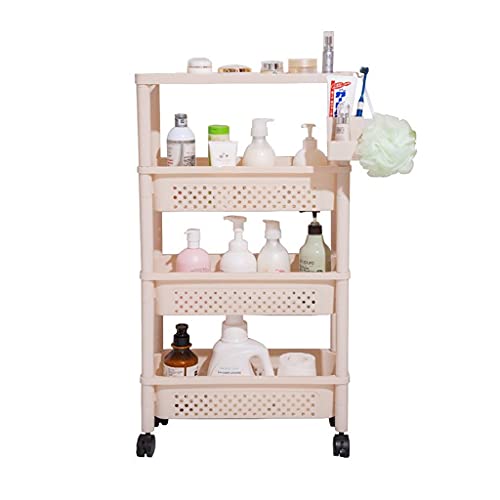 LASTRAN Aufbewahrungswagen, Schlanker Aufbewahrungswagen, 3-Tier/4-Tier Narrow Gap Küchenwagen, Bakinderzimmer Trolley mit Rädern, für Küche Garage Home Schlafzimmer Badezimmer, Khaki, Stammkun